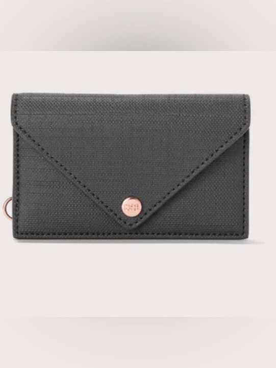 Dagne Dover Slate Gray Envelope Card Wallet With Rose Gold Accent